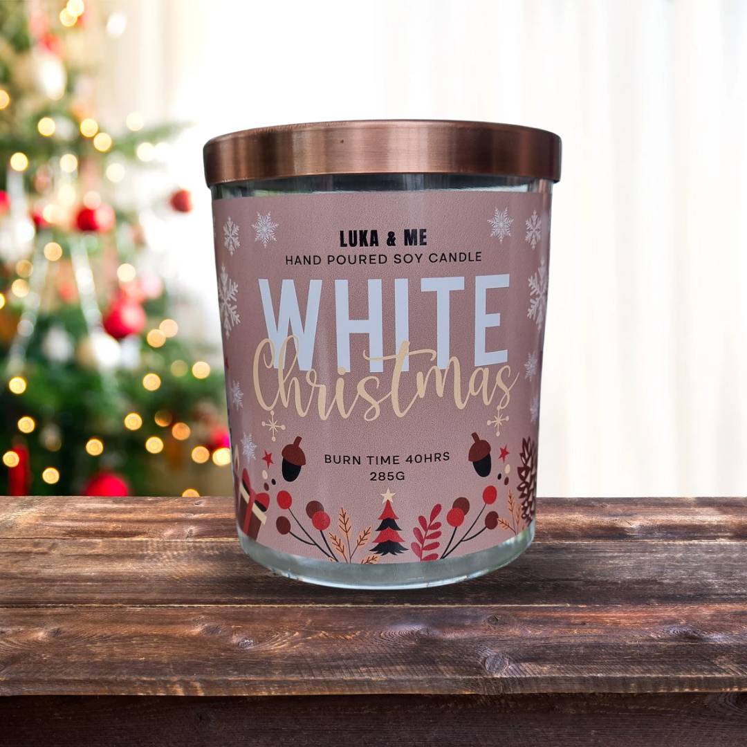 White Christmas scented candle