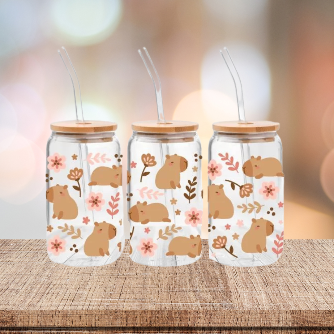 Capybara 16oz Glass Tumbler