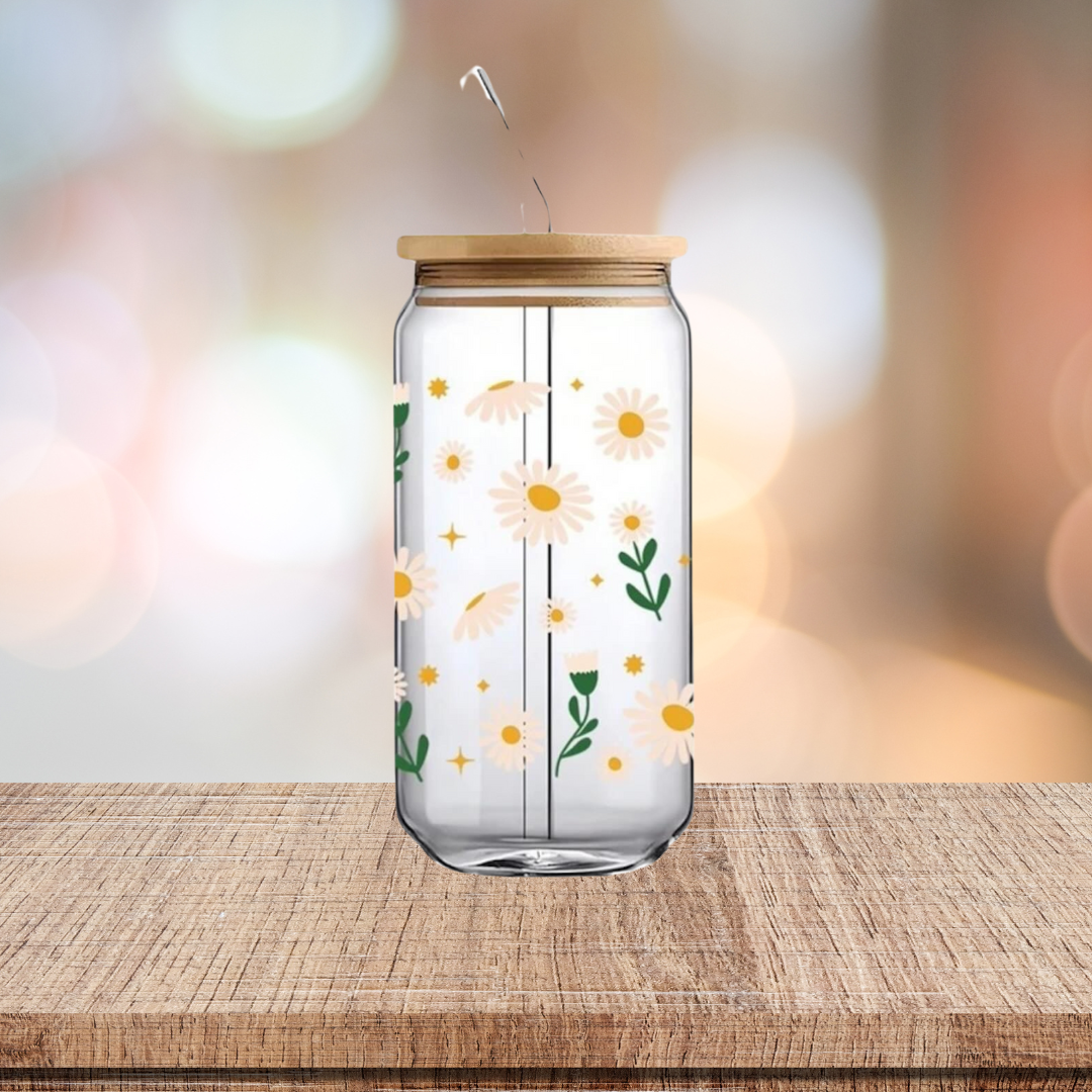 Daisies 16oz Glass Tumbler