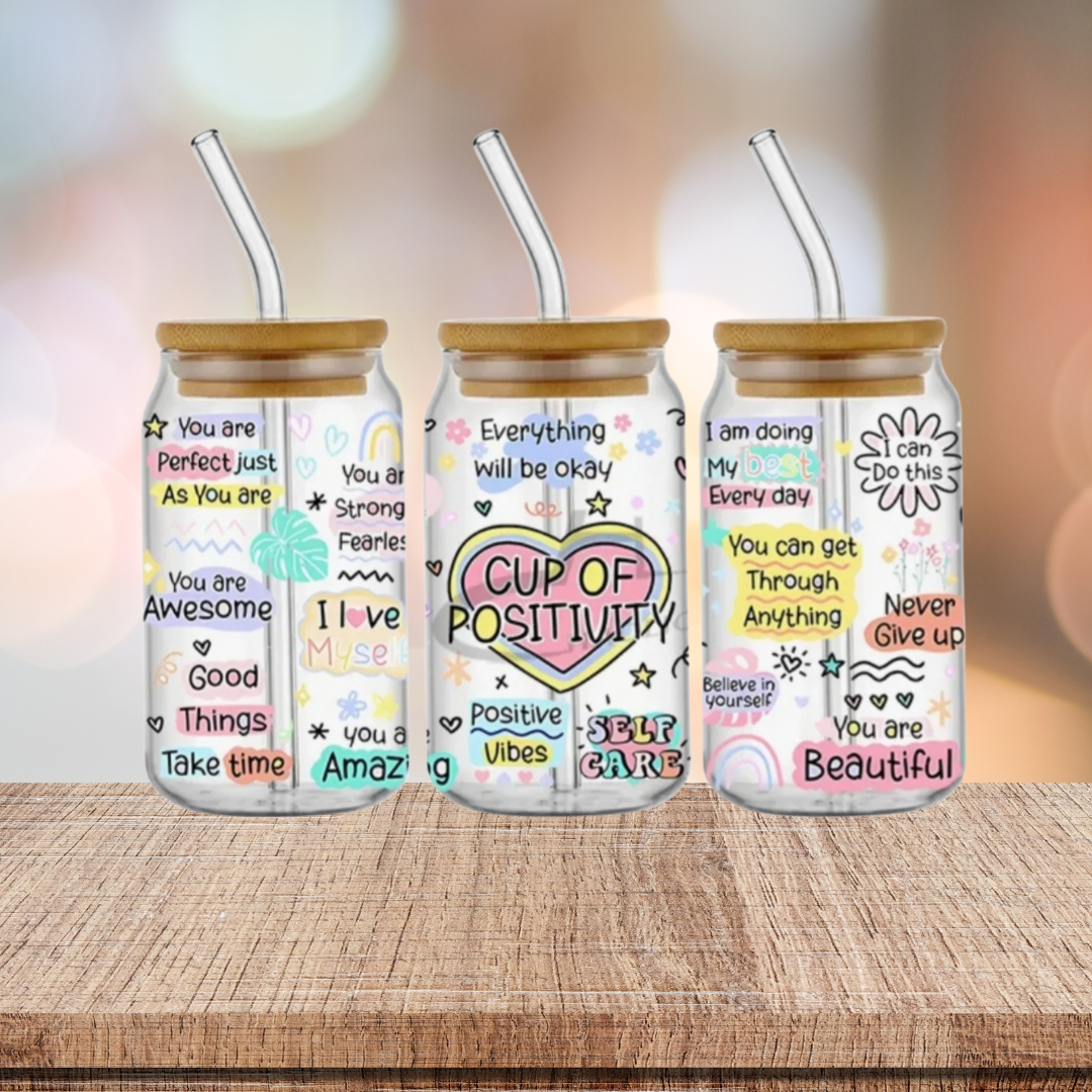 Cup of Positivity 16oz Glass Tumbler