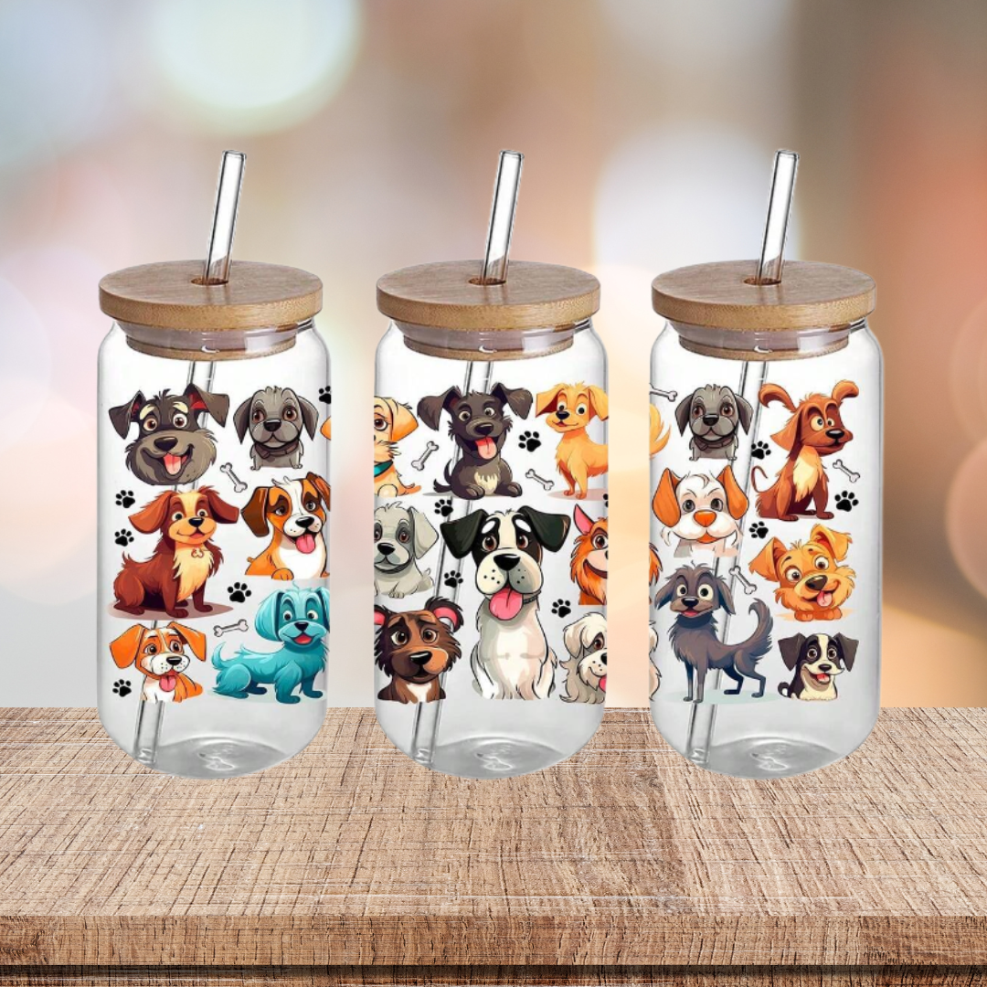 Dog 16oz Glass Tumbler