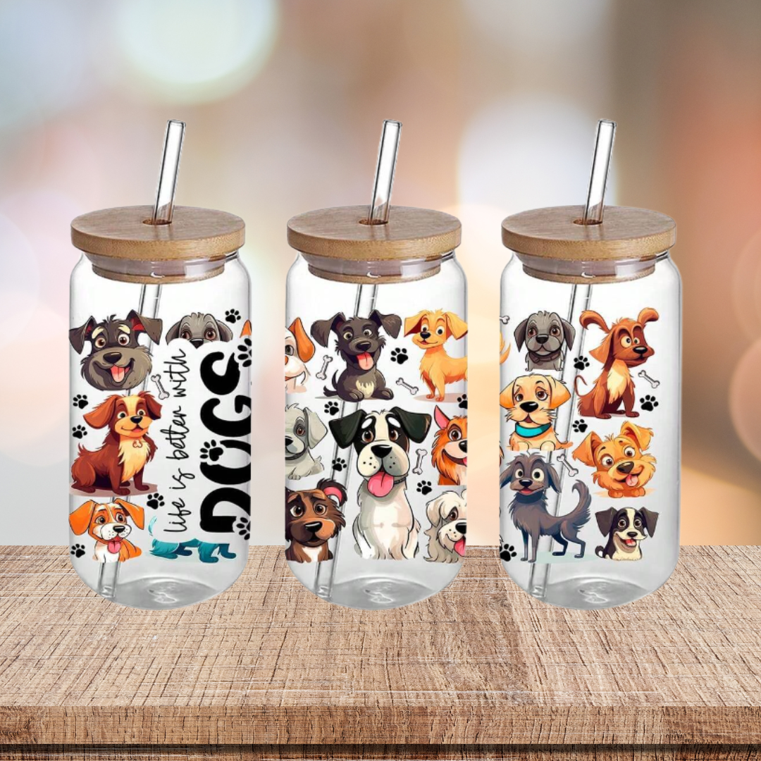 Dog 16oz Glass Tumbler