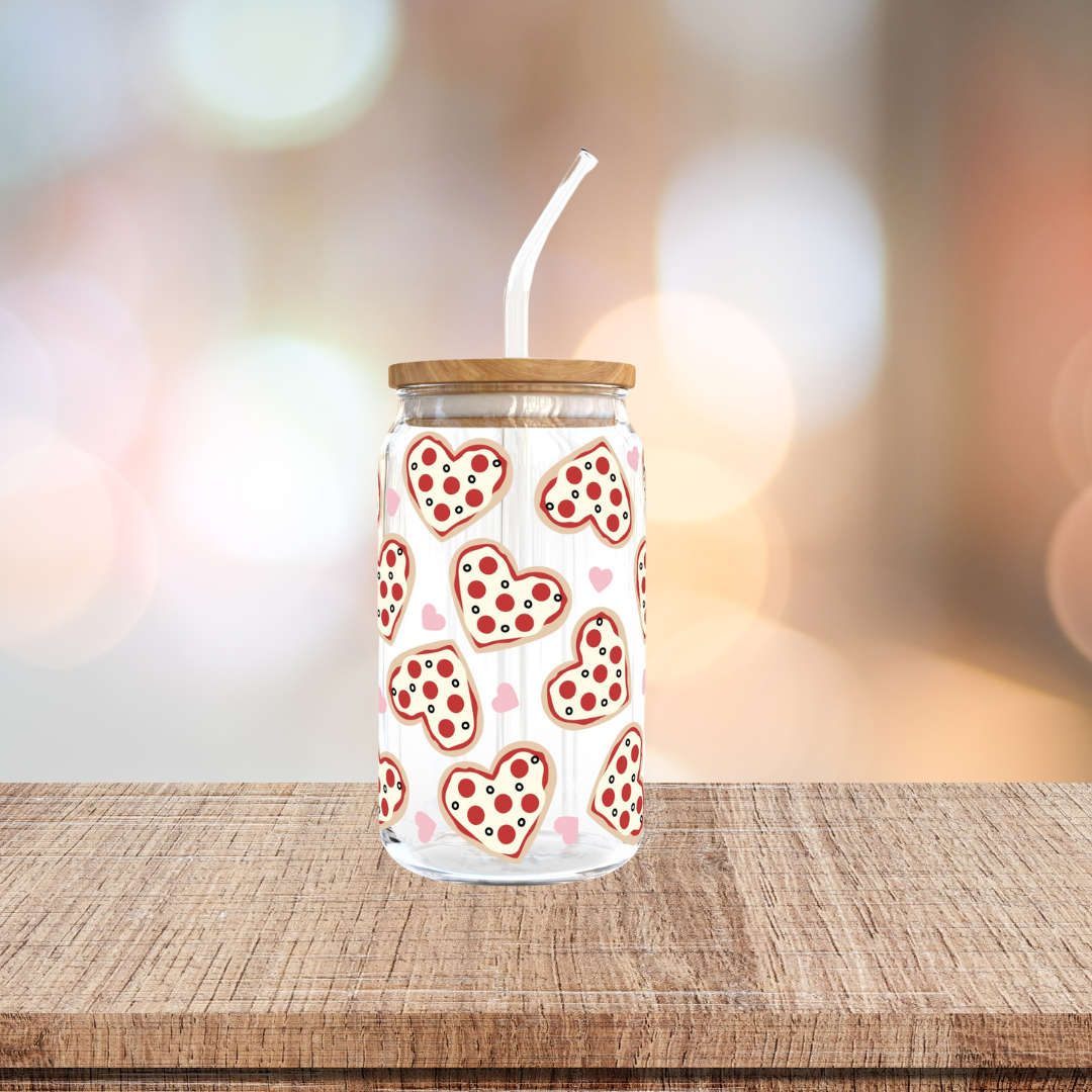 Pizza Love 16oz Glass Tumbler
