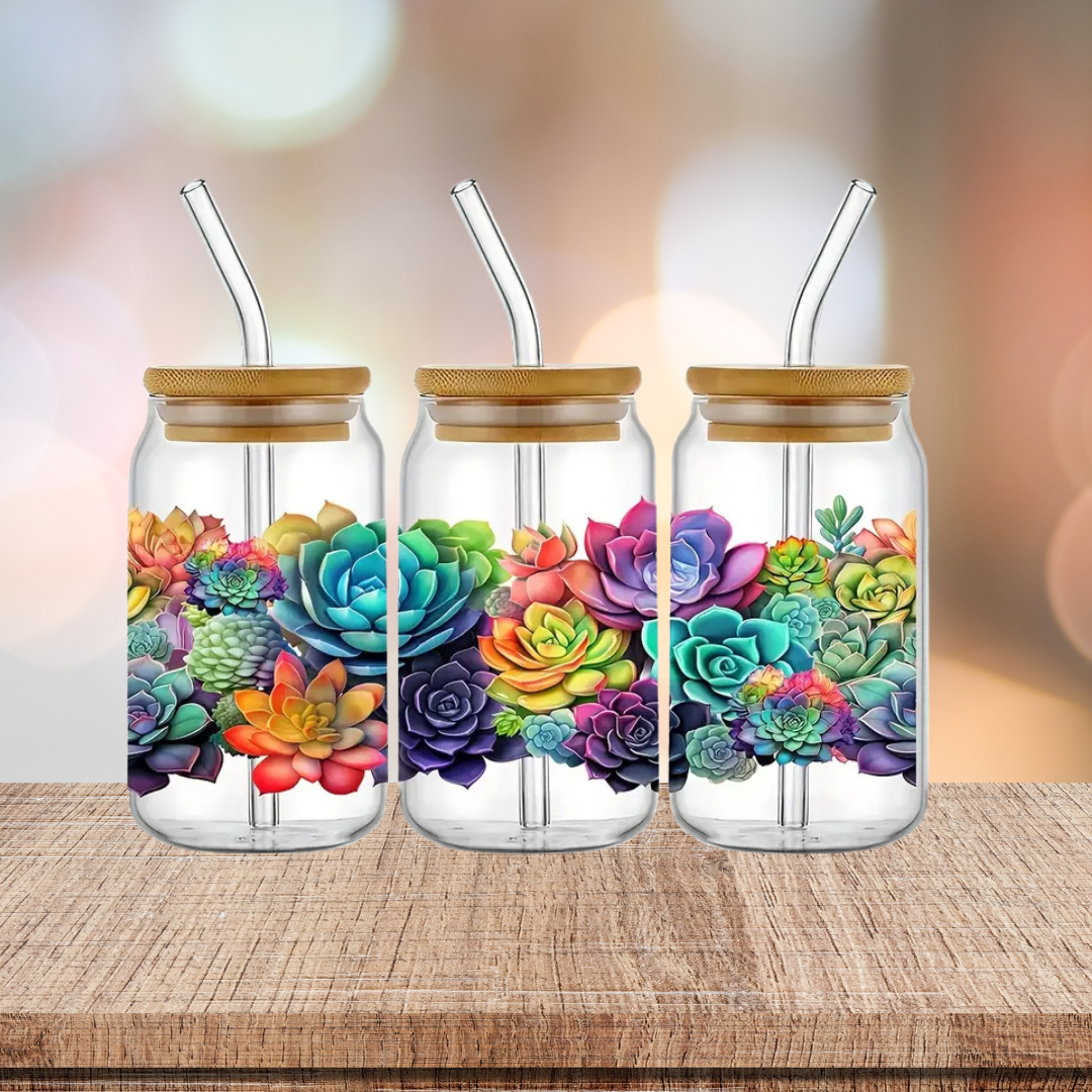 Succulent 16oz Glass Tumbler