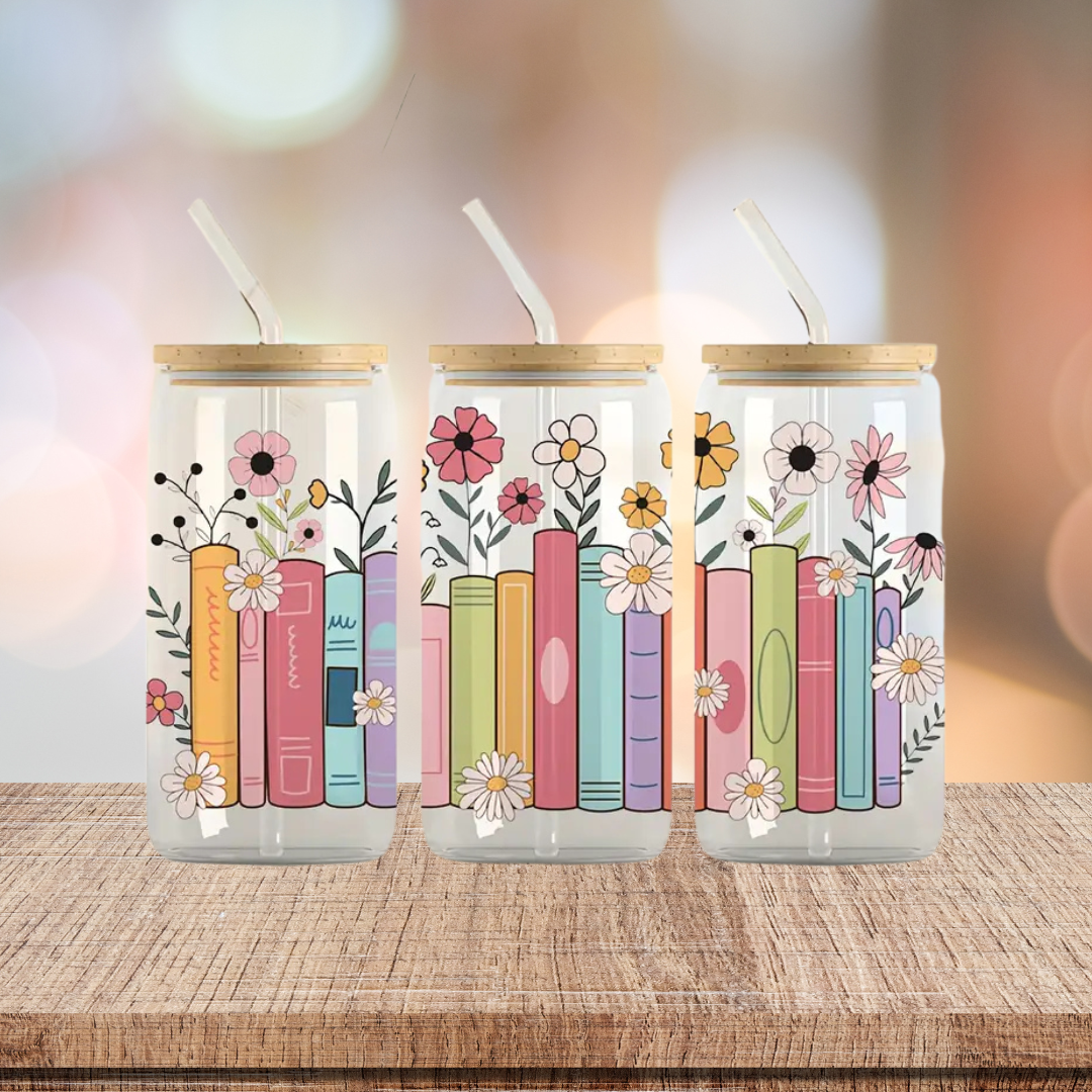 Book Lover 16oz Glass Tumbler